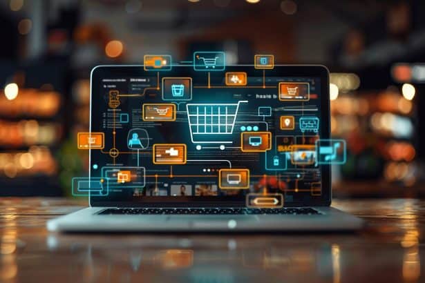 Toughhosting E Commerce Website On A Laptop Screen With A Shopping Cart